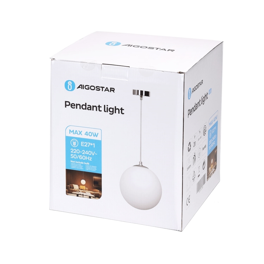 Aigostar - Ljuskrona med textilsladd 1xE27/40W/230V