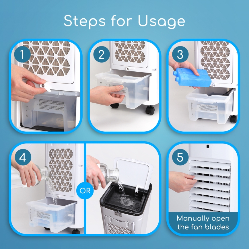 Aigostar - Luftkylare 60W/230V vit/svart + fjärrkontroll