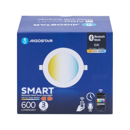 Aigostar - SET OM 3 dimbara LED infällda taklampor MESH LED/6W/230V 2700K-6500K Ø11,5 cm