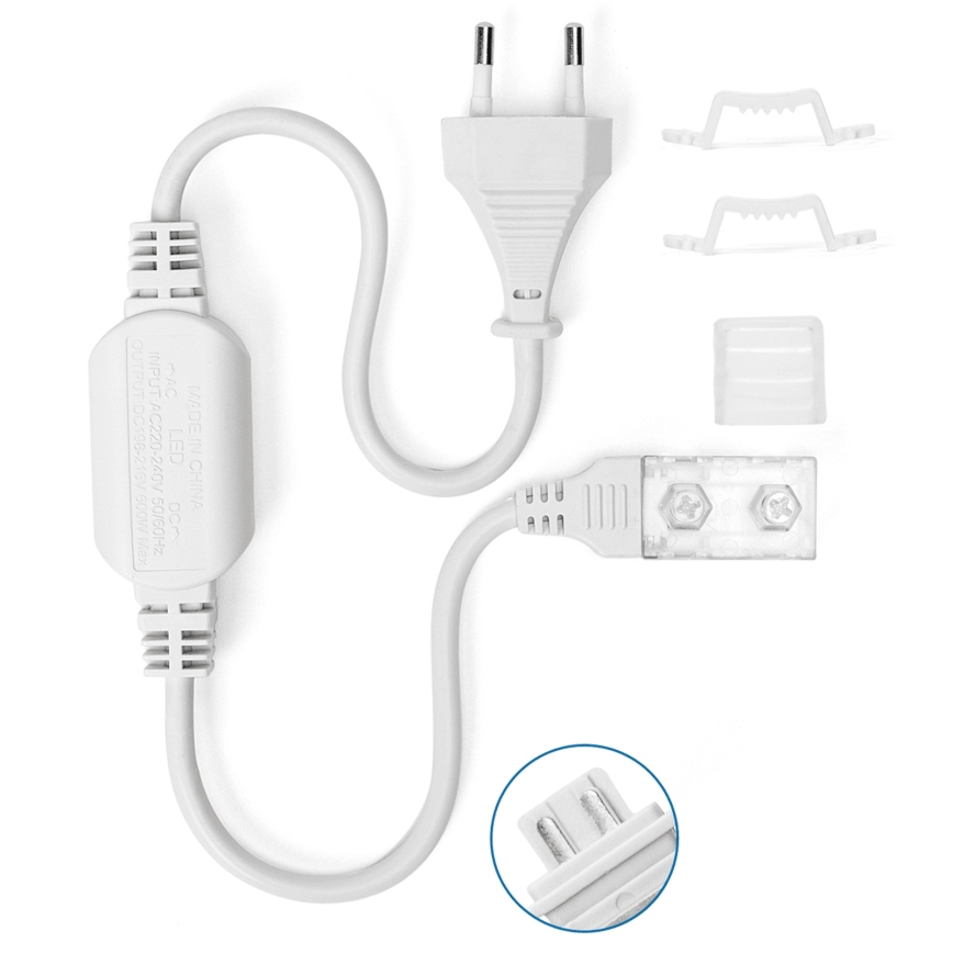 Aigostar - Nätaggregat för LED-remsor 10 mm 600W/230V vit