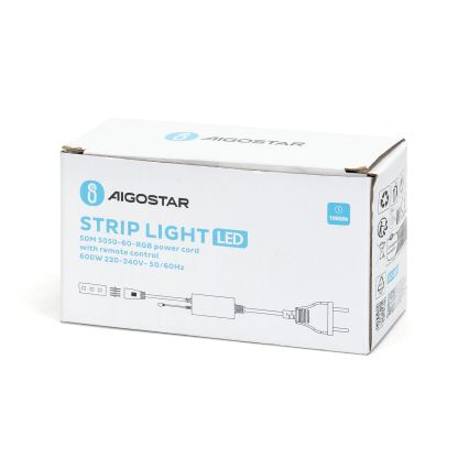 Aigostar - Nätkabel för RGB-LED-remsa 1000W/230V med fjärrkontroll