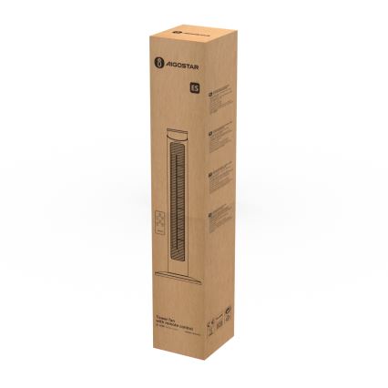 Aigostar - Pelarfläkt 45W/230V svart + fjärrkontroll