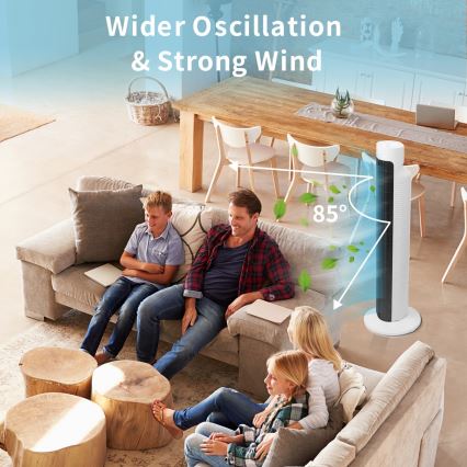 Aigostar - Pelarfläkt 45W/230V svart/vit