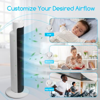 Aigostar - Pelarfläkt 45W/230V svart/vit