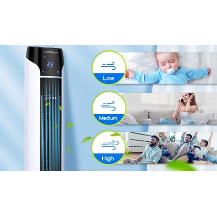 Aigostar - Pelarfläkt 50W/230V svart/vit + fjärrkontroll