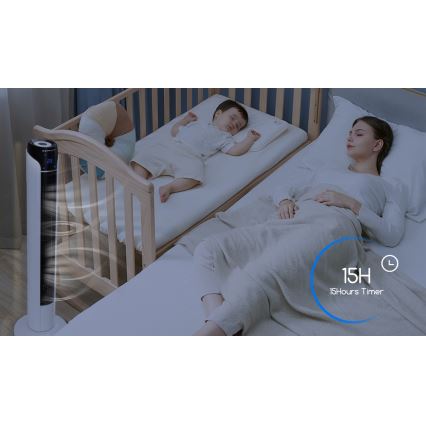 Aigostar - Pelarfläkt 50W/230V svart/vit + fjärrkontroll