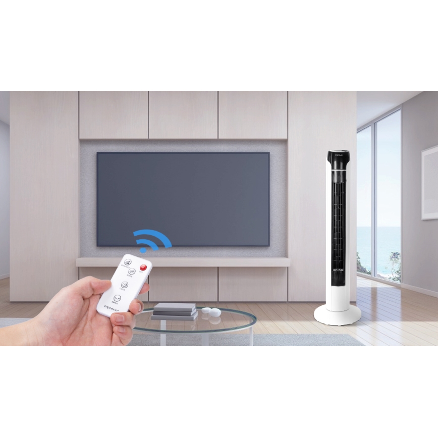 Aigostar - Pelarfläkt 50W/230V svart/vit + fjärrkontroll