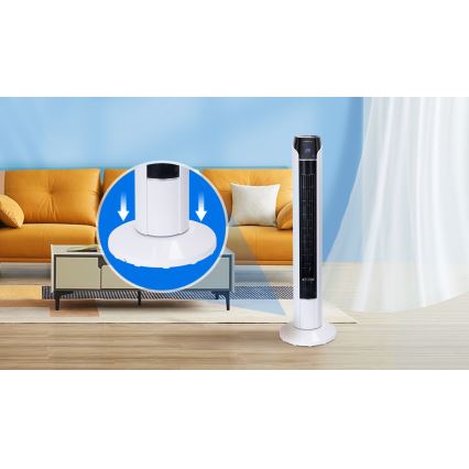 Aigostar - Pelarfläkt 50W/230V svart/vit + fjärrkontroll