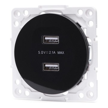 Aigostar - Ramfritt USB-strömuttag med 2x USB-A-portar, svart