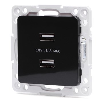 Aigostar - ramfritt USB-strömuttag med 2x USB-A, svart