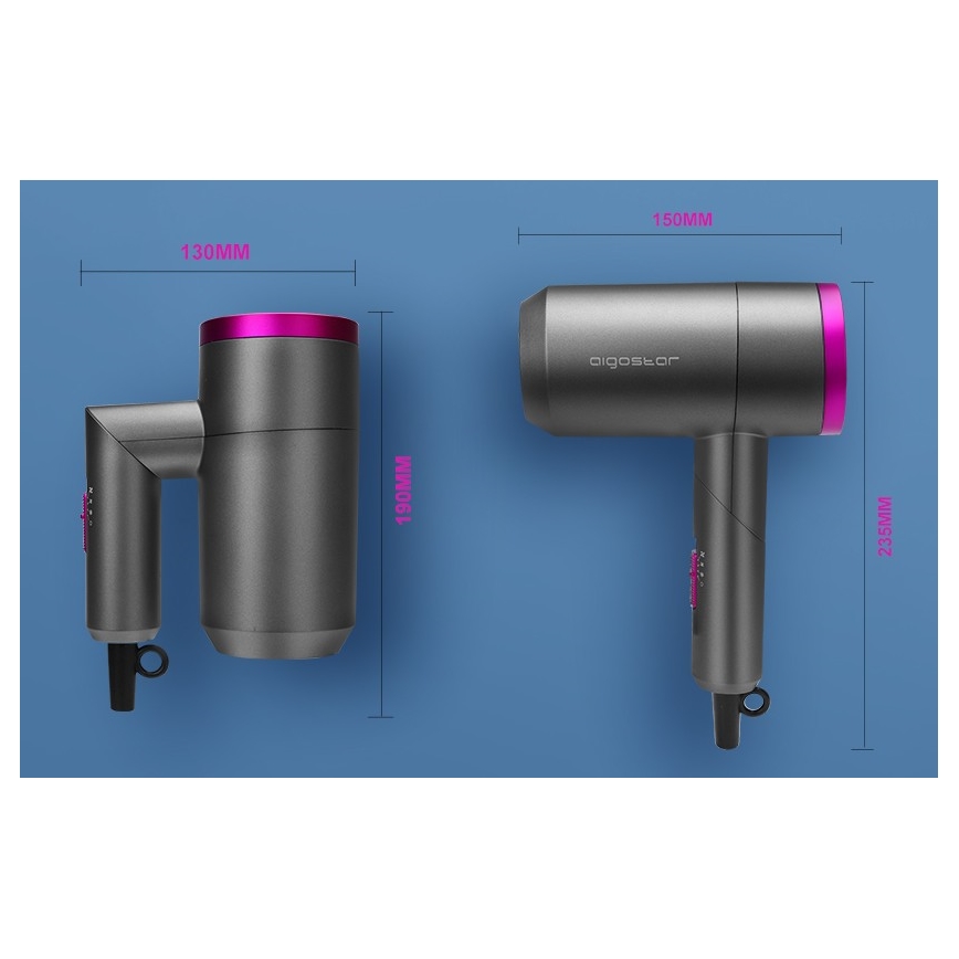 Aigostar - Resehårfön 1800W/230V lila/svart