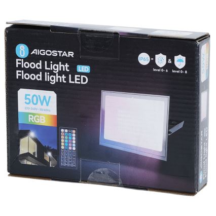 Aigostar - Dimmbar RGB LED-strålkastare 50W/230V IP65 + fjärrkontroll
