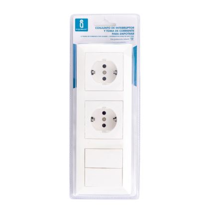 Aigostar - SET 2x Uttag med strömbrytare 2x16A/250V SCHUKO