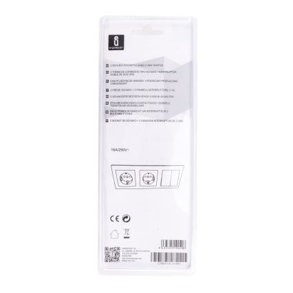 Aigostar - SET 2x Uttag med strömbrytare 2x16A/250V SCHUKO