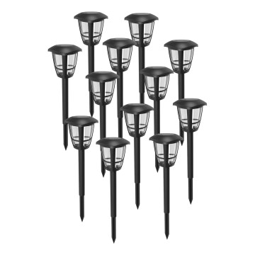 Aigostar - Set med 12 LED-solcellslampor LED/0,06W/2V 33,8 cm 6500K 100 mAh IP44 svart