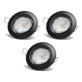 Aigostar - Set med 3 LED-infällda downlights, 1x GU10/4,5W/230V, 3000K, svart