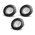 Aigostar - Set med 3 LED-infällda takarmaturer, 1xGU10/4,5W/230V, 4000K, svart
