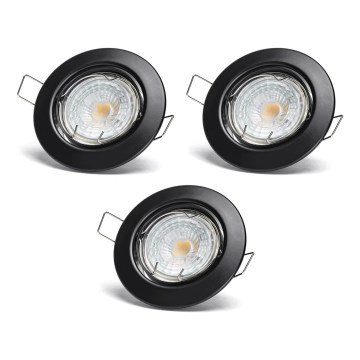 Aigostar - Set med 3 LED-infällda takarmaturer, 1xGU10/4,5W/230V, 4000K, svart