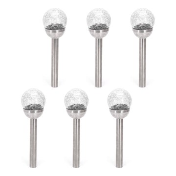 Aigostar - Set med 6 silverfärgade solcellslampor, LED/2V, 6500K (kallvitt), IP44, 40 mAh