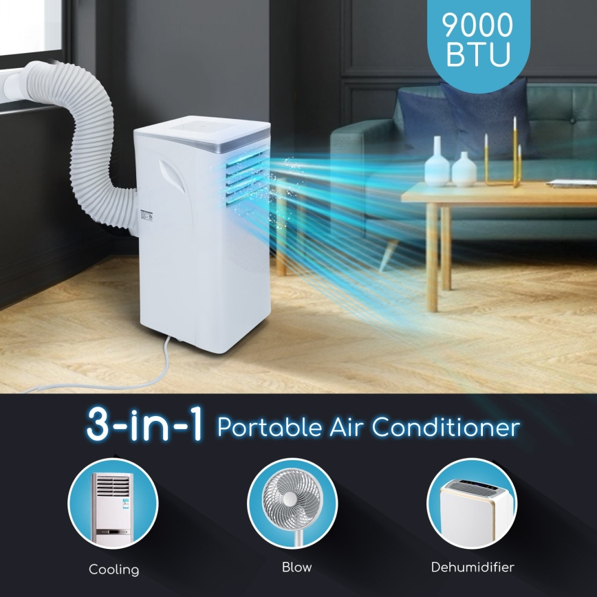 Aigostar - Smart portabel luftkonditionering 3 i 1 1003W/230V 9000 BTU Wi-Fi vit + fjärrkontroll