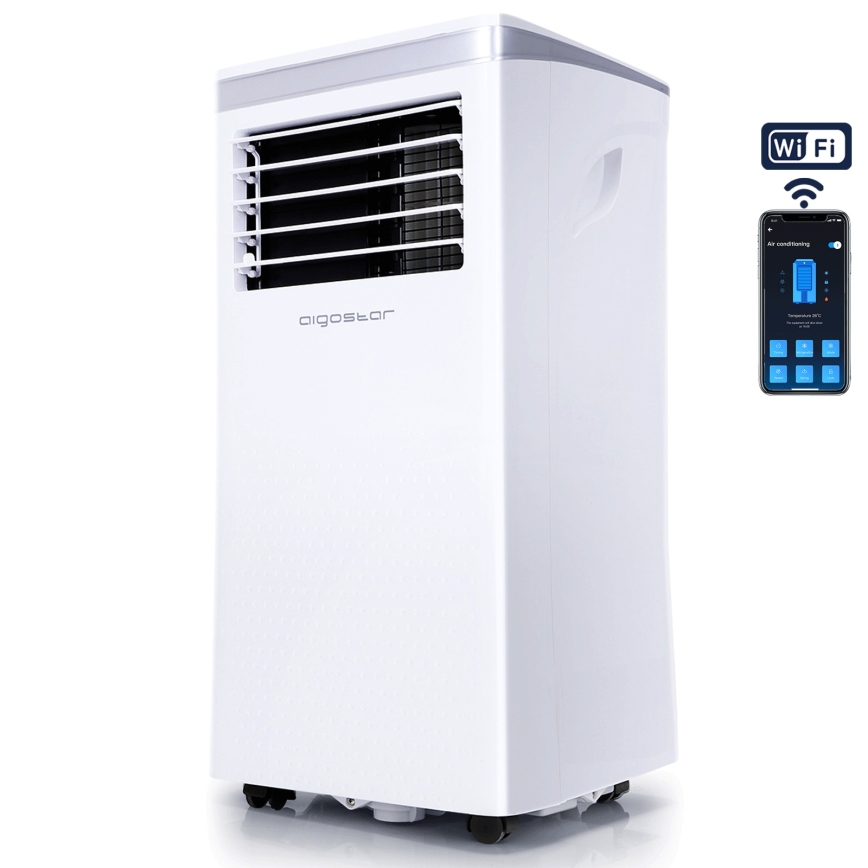 Aigostar - Smart portabel luftkonditionering 3 i 1 1003W/230V 9000 BTU Wi-Fi vit + fjärrkontroll