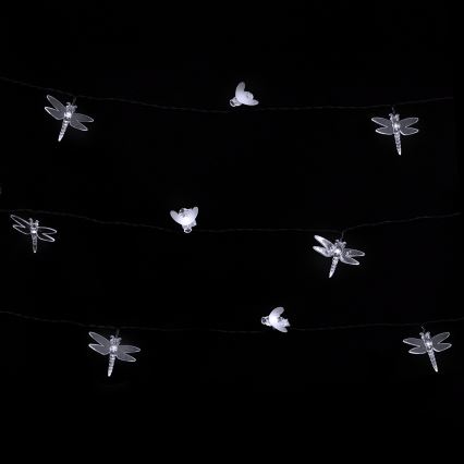 Aigostar - LED solcellsdriven dekorationsljusslinga 50 LED / 8 funktioner, 10 m, 800 mAh, IP65, kallvit