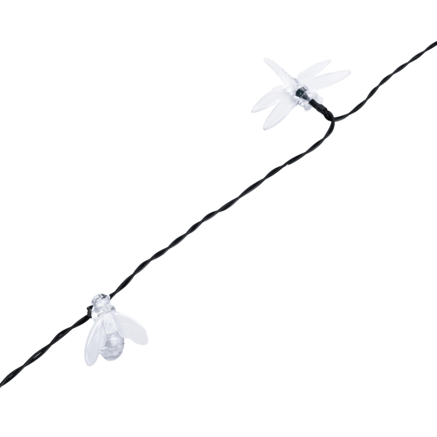 Aigostar - LED solcellsdriven dekorationsljusslinga 50 LED / 8 funktioner, 10 m, 800 mAh, IP65, kallvit