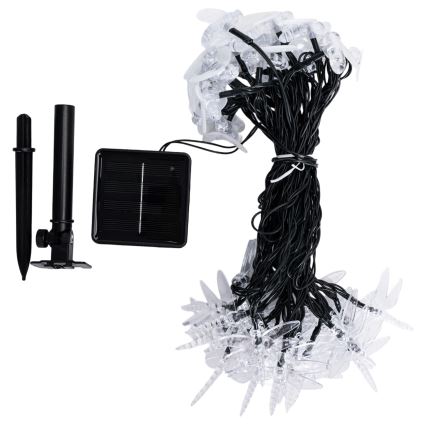 Aigostar - LED solcellsdriven dekorationsljusslinga 50 LED / 8 funktioner, 10 m, 800 mAh, IP65, kallvit