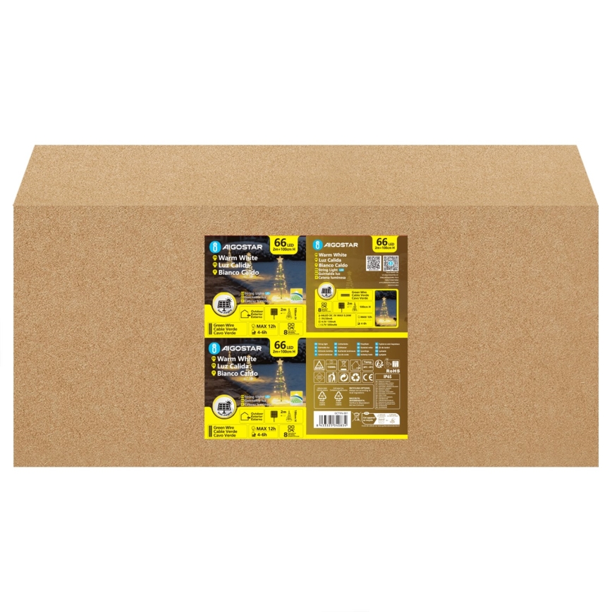Aigostar - LED solcellsdriven juldekoration LED/0,59W/3,7V 100 cm IP65 130 mAh varmvit
