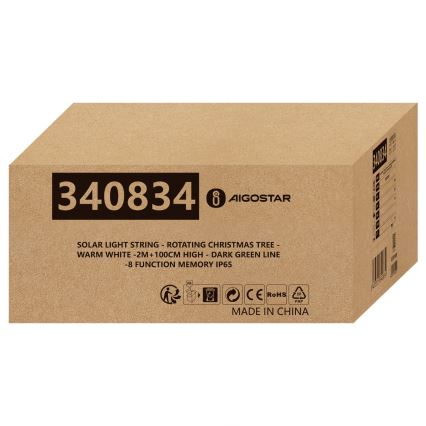 Aigostar - LED solcellsdriven juldekoration LED/0,59W/3,7V 100 cm IP65 130 mAh varmvit
