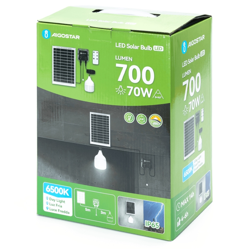 Aigostar - LED-solcellslampa LED/70W/12V 6000 mAh 6500K IP65 Ø 12 cm + fjärrkontroll