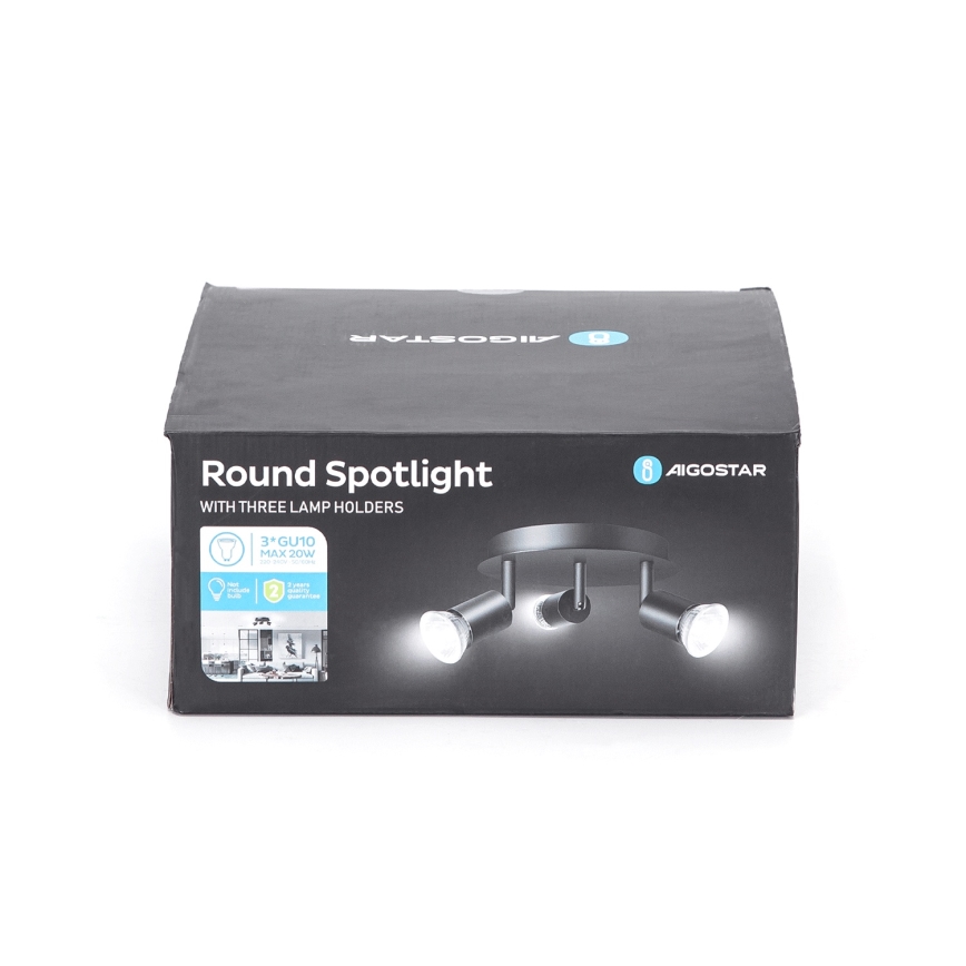 Aigostar - Spotlampa 3xGU10/60W/230V svart