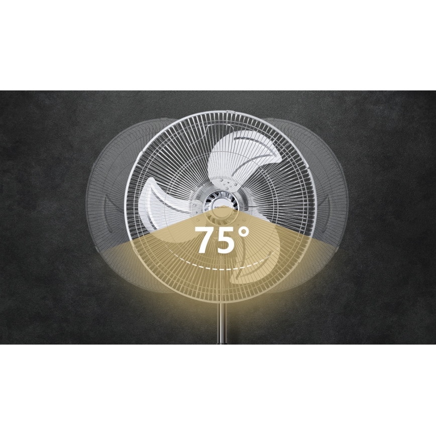 Aigostar - Stående fläkt 50W/230V skinande krom/svart