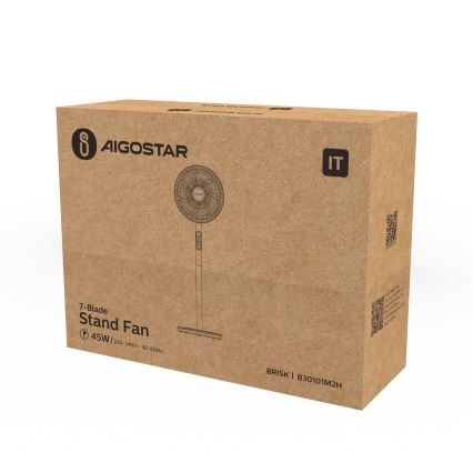 Aigostar - Stativfläkt 45 W/230 V Ø 35 cm vit