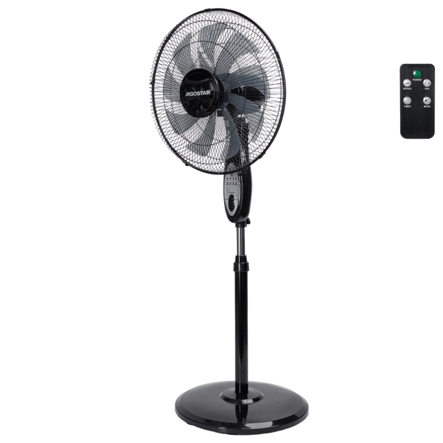 Aigostar - Stativfläkt 60W/230V 130 cm svart + fjärrkontroll