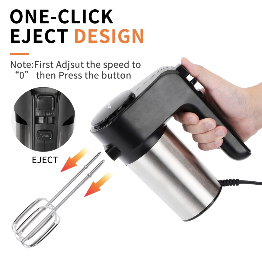 Aigostar - Stavmixer 300W/230V svart/matt krom