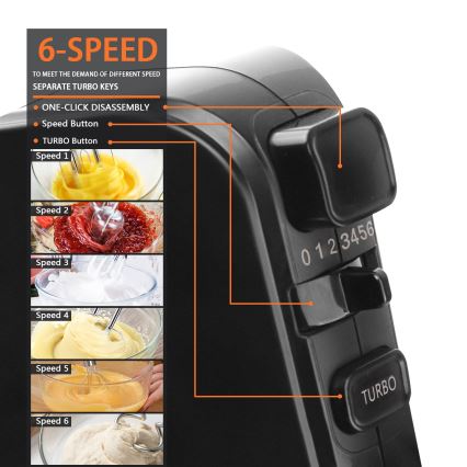 Aigostar - Stavmixer 300W/230V svart/matt krom