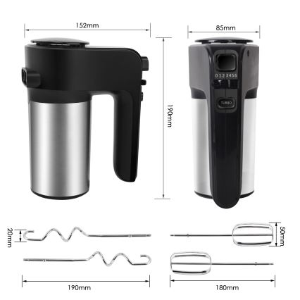 Aigostar - Stavmixer 300W/230V svart/matt krom