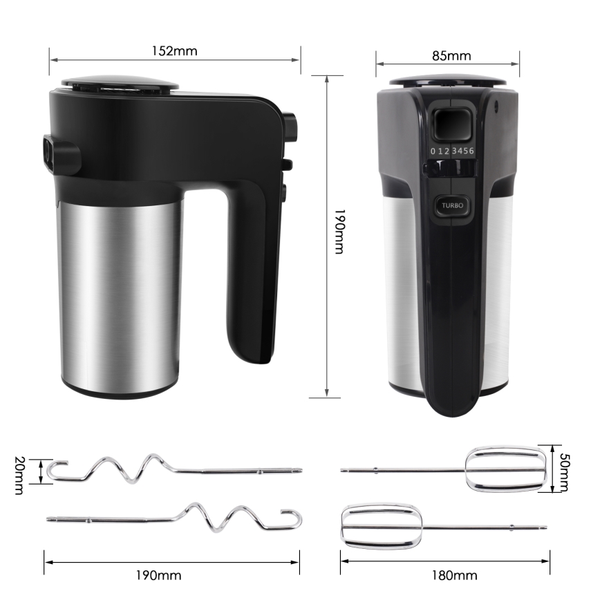 Aigostar - Stavmixer 300W/230V svart/matt krom