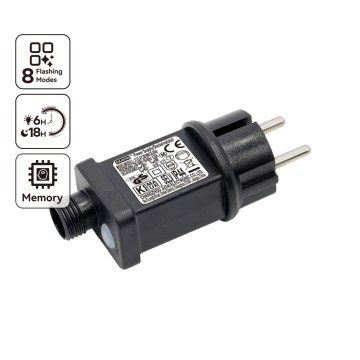 Aigostar - Strömadapter för utomhusbruk 9W/31V/8 funktioner IP44 svart