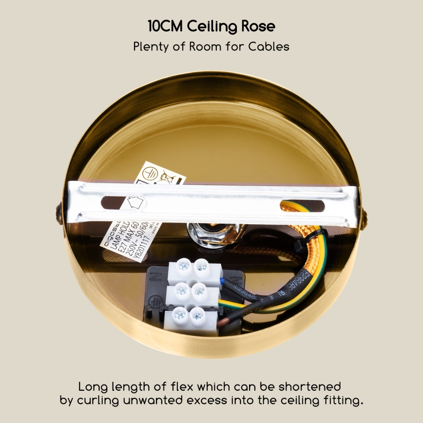 Aigostar - Strömkabel 1xE27/60W/230V guld