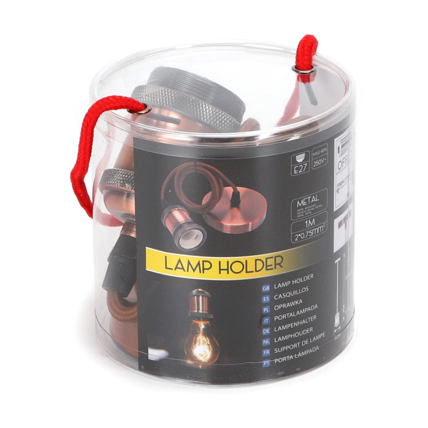 Aigostar - Strömkabel 1xE27/60W/230V koppar