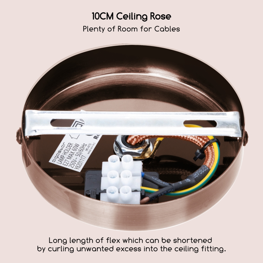 Aigostar - Strömkabel 1xE27/60W/230V koppar