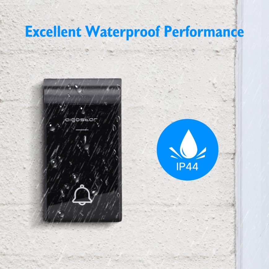 Aigostar - Trådlös dörrklocka för vägguttag 230V/12V IP44 vit/svart