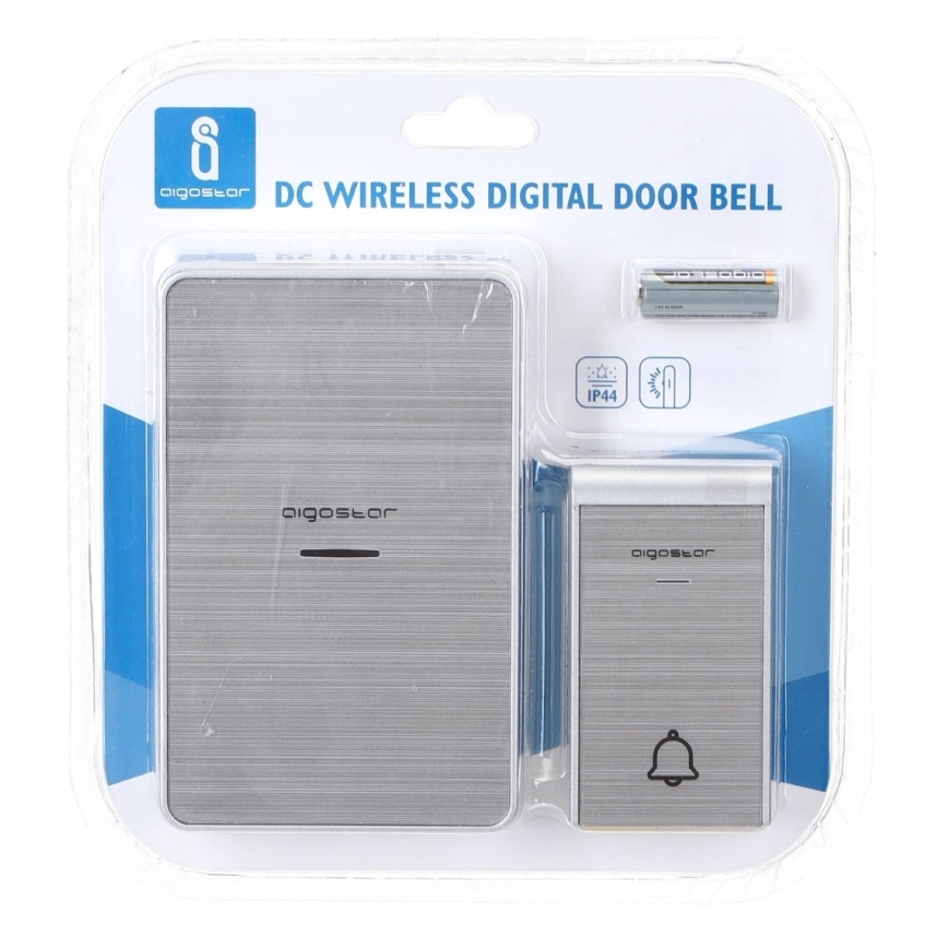 Aigostar - Trådlös dörrklocka 3xAA/12V IP44 silver