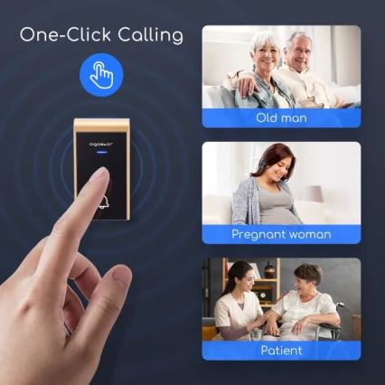 Aigostar - Trådlös dörrklocka 3xAA/12V IP44 svart/koppar