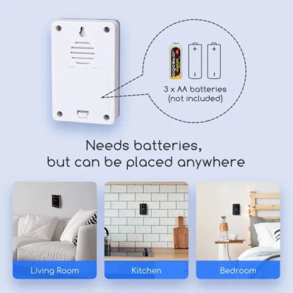 Aigostar - Trådlös dörrklocka 3xAA/12V IP44 vit/silver