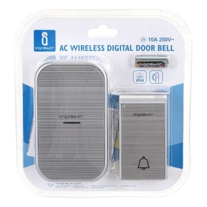 Aigostar - Trådlös dörrklocka för vägguttag 230 V/12 V, IP44, silverfärgad