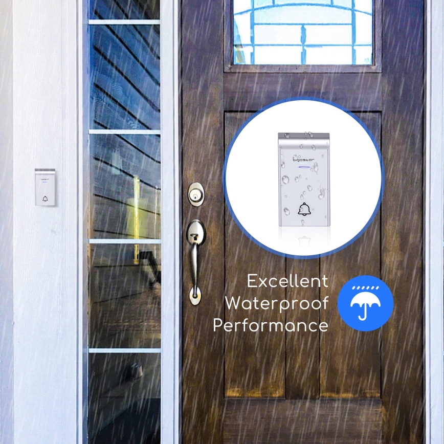 Aigostar - Trådlös dörrklocka för eluttag 230V/12V, IP44, vit