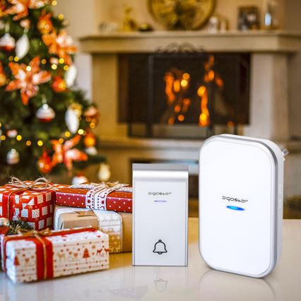 Aigostar - Trådlös dörrklocka för eluttag 230V/12V, IP44, vit